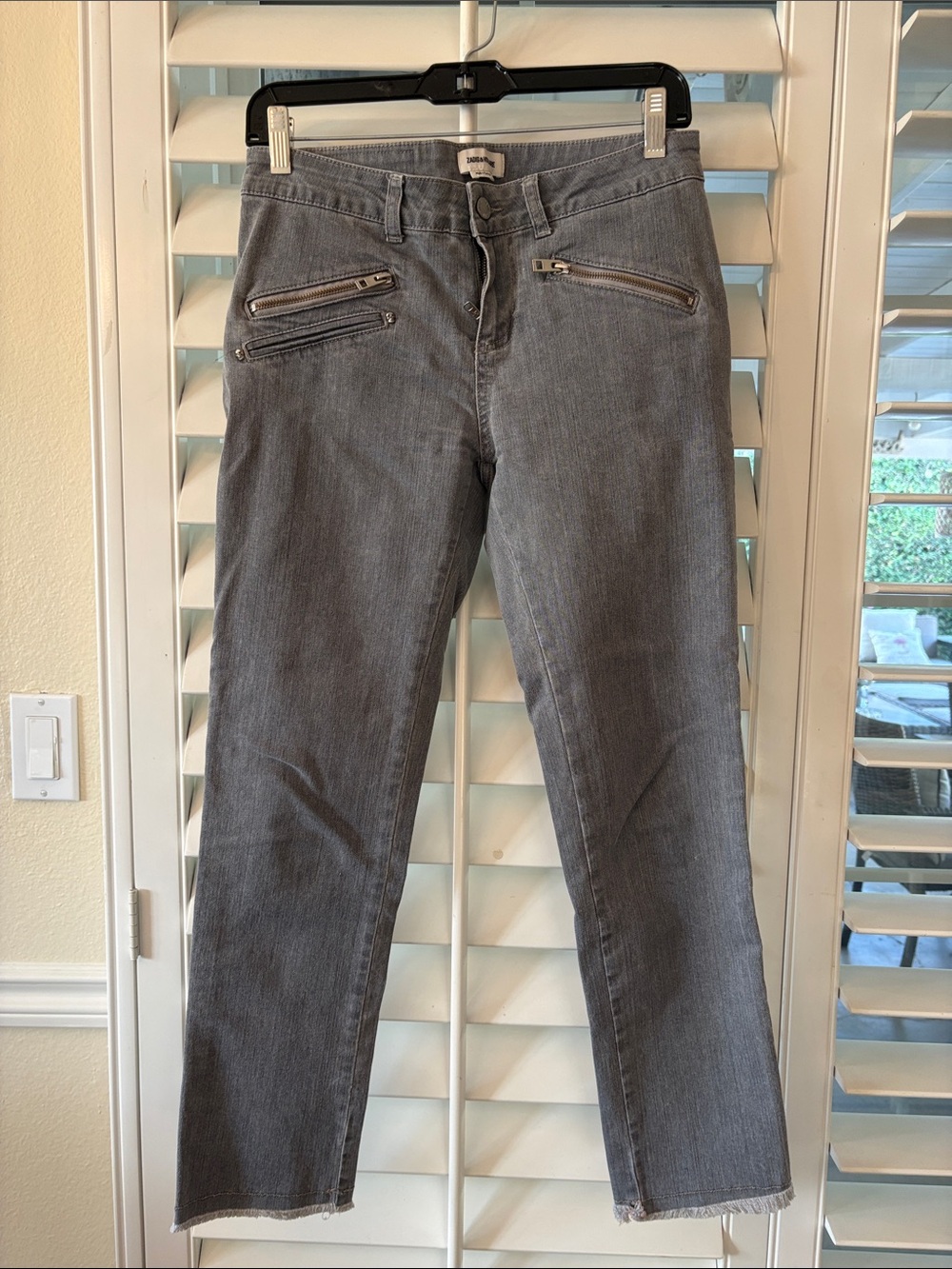 Zadig and Voltaire Women's Gray Straight-Leg Jeans with Front Zipper Detail